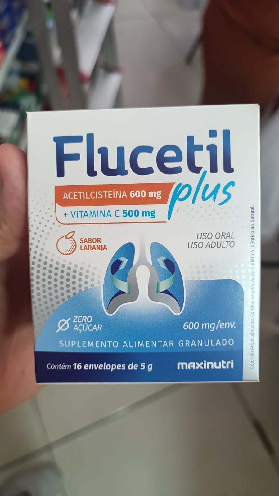 Imagem do Produto Flucetil Plus Acetilcisteína 600mg + Vitamina C 500mg 16 Env - Maxinutri
